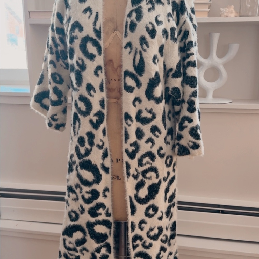 Do Everything in Love Leopard Knit Duster Sweater